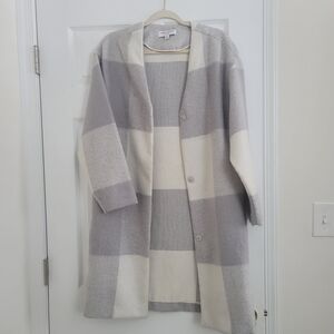 Adam Lippes For Target Gray and Cream Plaid Cardigan
